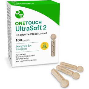 OneTouch Ultra Soft 2 Lancets | Fine 30G Lancets for Blood Testing | Compatible with Most Lancing Devices | Diabetic Lancets for Blood Glucose Monitor Kit, 1 Box (100 Lancets)