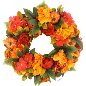 LOKEINSA 22In Artificial Summer Wreaths for Front Door, Yellow and Orange Daisy Wreaths for front Door Indoor Outdoor Home Farmhouse Festival Décor