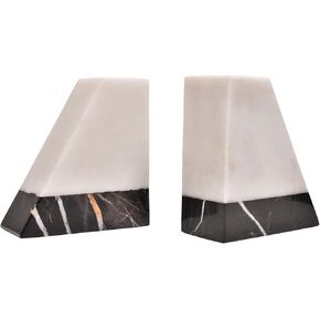 Black and White Decor, Set of 2 Heavy Marble Bookends, Decorative Book Stoppers with Non-Skid Bottom, Modern Bookends, Bookshelf Decor, Coffee Table Decor, Table Decor