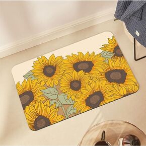 Poowe Bath Mats Sunflower Front Door Mat 18''x30'' Non Slip Rubber Backing Floral Rugs Welcome Decorative Door Mat for Inside Outside Entry