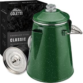 COLETTI Classic Percolator Coffee Pot — Camping Coffee Makers, Coffee Percolator – The Original Camping Coffee Pot, Now Modernized – For Campsite Brewmasters Everywhere [Pink Enamel, 12 Cup]