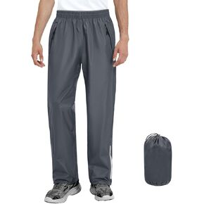Men's Rain Pants Waterproof Windproof Pants Zippered Pockets Suitable for Outdoor Work, Golf, Fishing, Hiking Black