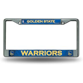 Rico Industries NBA Golden State Warriors 12" x 6" Silver Chrome Frame 12" x 6" Chrome Frame - Car/Truck/SUV Automobile Accessory
