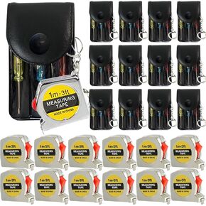 Mini Screwdriver and Tape Measure Keychain Set, 1m/3ft, Portable Screwdriver Keychain for Party Favors