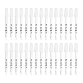 PATIKIL Eye Dropper, 30Pcs 1ml Glass Graduated Straight Tip Pipette Measured Dropper with Rubber Cap for Essential Oils, Lab Experiments, Clear and White
