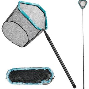 THKFISH Carbon Fiber Fishing Net Long Handle, Portable Telescopic Landing Net 27 to 157.5 Inch Long Fish Landing Net,Aluminum Mesh Frame Rubber Coated Net,Premium Landing Net Designed for Fishing