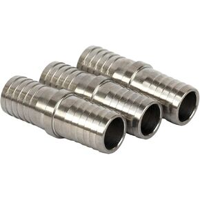 tsingseen life 3pcs 3/8" to 3/8" Stainless Steel Barb Hose Splicer/Adapter/Connector