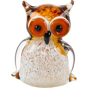 Glass Colorful owl with Gilt Collectible Figurines, Birthday Christmas Halloween Cute Owl Gifts for Women Children Crystal Owl Paperweight Decor for Home Office