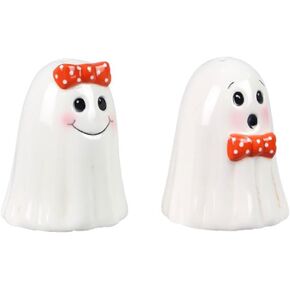 The Bridge Collection Pair of Ghosts Halloween Salt and Pepper Shaker Set - 2 Piece Set - Cute Halloween Kitchen Items - Fun Fall Salt and Pepper Shakers for Home Decor
