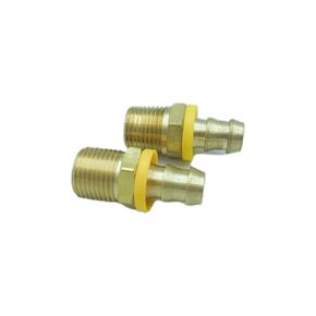 2 pcs Brass Push-On Hose Fitting, Connector, 3/8" Barb x 1/8" Male Pipe