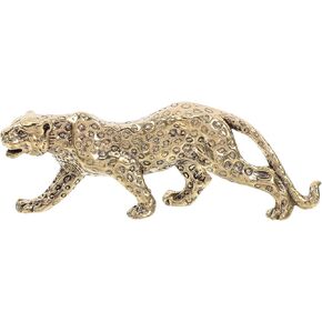 Zerodeko Brass Leopard Ornament Feng Shui Animal Statue Leopard Sculpture Cabinet Brass Statue Home Ornament Brass Craft Figurine Exquisite Leopard Decor Leopard Gold Cupboard Lucky Office