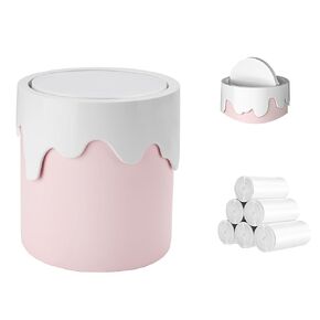 Mini Trash Can with Swing Lid with Trash Bags 180 Pcs Swing Top Tiny Countertop Garbage Bin for Office, Bedroom Use Small Desktop Plastic Covered Waste Basket Can in Kuwait