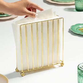 Tissue Paper Holder Iron Napkin Holder | Napkin Holder For Dining Table Tissue Stand (Gold)