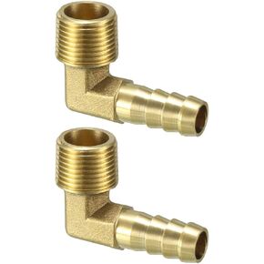 uxcell Brass Barb Hose Fitting 90 Degree Elbow 10mm Barbed x 3/8 PT Male Connector 2pcs