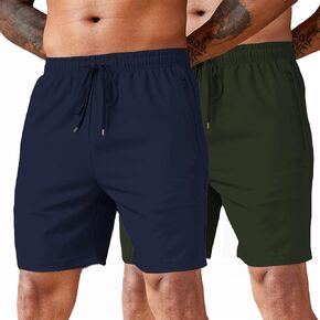 COOFANDY Men's 2 Pack Workout Gym Shorts Athletic Shorts Lightweight Casual Jogger Short with Zipper Pockets