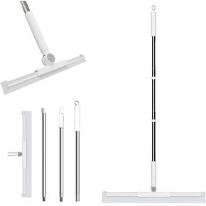 Magic Broom Sweeper, 15.7" W Multifunction Silicone Handle Floor Squeegee Pet Hair Broom for Bathroom Shower Glass Window Water and Hair Removal