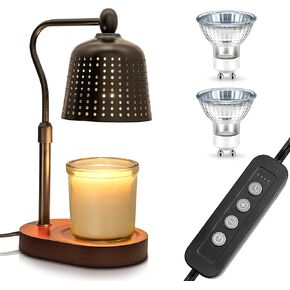 DORESshop Candle Warmer Lamp - Electric Candle Lamp with Timer (2H/4H/8H), Adjustable Height & Heat, includes 2 Bulbs - Ideal Gift Choice