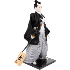 Japanese Samurai Doll Ornament with Kimono - Traditional Cloth Samurai Decor with Sword for Sushi Shop, Desktop, Home, and Restaurant Decor - Authentic Japanese Collectible