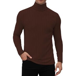 Mens Long Sleeve T Shirts Ribbed Mock Turtleneck Shirts Casual Lightweight Thermal Baselayer Pullover Tops