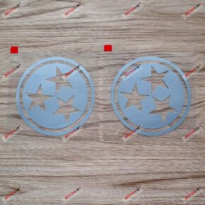 2X Silver 4'' Flag of Tennessee 3 Stars Decal Sticker US State Car Vinyl Roundel