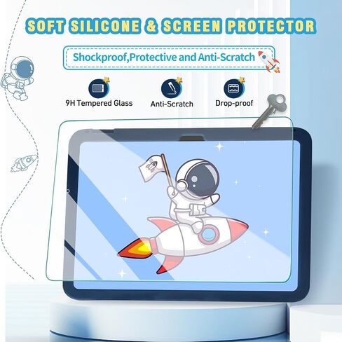 for iPad 9th Generation Case iPad 10.2 Case for Kids with Screen Protector, Kickstand, Shoulder Strap Cute Rocket Stand Silicone Protective Cover for iPad 9th 8th 7th Gen 2021 2020 2019, Blue in Saudi Arabia