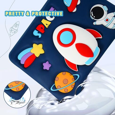 for iPad 9th Generation Case iPad 10.2 Case for Kids with Screen Protector, Kickstand, Shoulder Strap Cute Rocket Stand Silicone Protective Cover for iPad 9th 8th 7th Gen 2021 2020 2019, Blue in Saudi Arabia