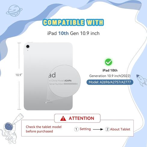for iPad 9th Generation Case iPad 10.2 Case for Kids with Screen Protector, Kickstand, Shoulder Strap Cute Rocket Stand Silicone Protective Cover for iPad 9th 8th 7th Gen 2021 2020 2019, Blue in Saudi Arabia