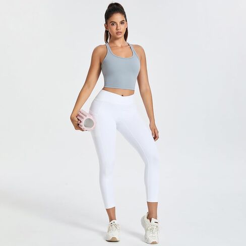 Women Racerback Longline Sports Bra U Neck Padded Tank Tops Wirefree Running Workout Yoga Bra Casual Crop Tops in Saudi Arabia