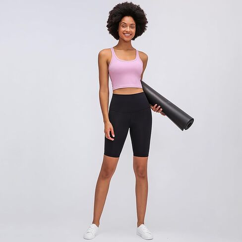 Women Racerback Longline Sports Bra U Neck Padded Tank Tops Wirefree Running Workout Yoga Bra Casual Crop Tops in Saudi Arabia