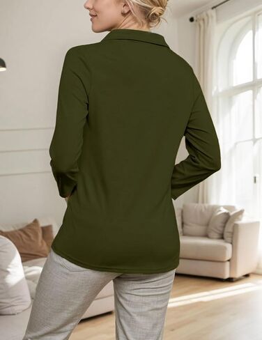 3/4 Sleeve V Neck Polo Shirts for Women Plus Size Casual Loose Fit T-Shirt Trendy Comfy Cute Blouse with Collar in Saudi Arabia