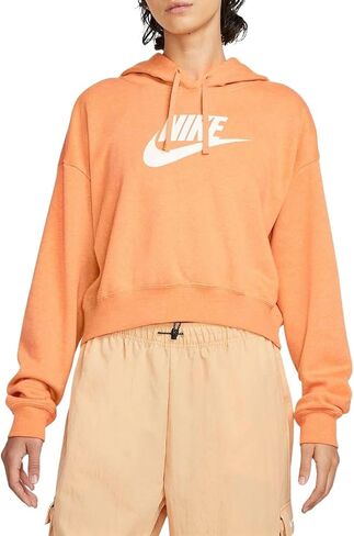 Nike Sportswear Club Fleece Women's Oversized Crop Graphic Hoodie Size - Medium Orange Trance/Heather-white in Saudi Arabia