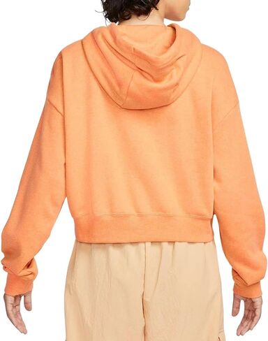 Nike Sportswear Club Fleece Women's Oversized Crop Graphic Hoodie Size - Medium Orange Trance/Heather-white in Saudi Arabia