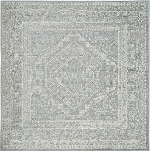 SAFAVIEH Adirondack Collection 8' Square Slate / Ivory ADR108T Oriental Medallion Non-Shedding Living Room Bedroom Dining Home Office Area Rug in Saudi Arabia