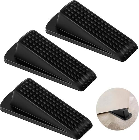 3 قطع توقف للأبواب، سدادات باب لأسفل الباب، سدادة إسفين مطاطية للباب، سدادات باب قوية قابلة للتكديس، باب سجاد عالي التحمل (أسود) in Kuwait