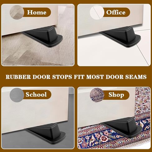 3 قطع توقف للأبواب، سدادات باب لأسفل الباب، سدادة إسفين مطاطية للباب، سدادات باب قوية قابلة للتكديس، باب سجاد عالي التحمل (أسود) in Kuwait