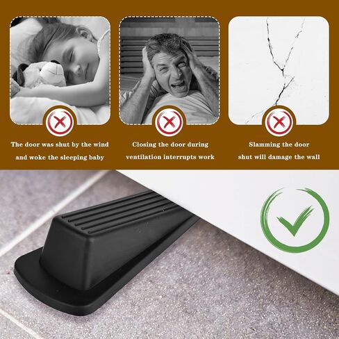 3 قطع توقف للأبواب، سدادات باب لأسفل الباب، سدادة إسفين مطاطية للباب، سدادات باب قوية قابلة للتكديس، باب سجاد عالي التحمل (أسود) in Kuwait