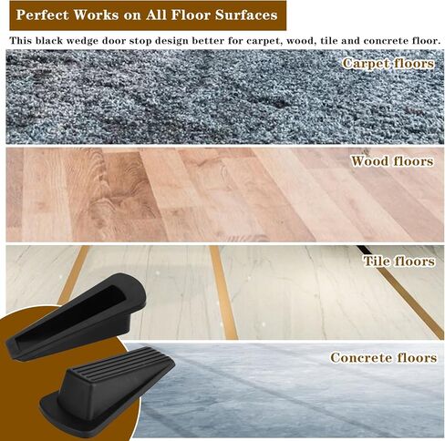 3 قطع توقف للأبواب، سدادات باب لأسفل الباب، سدادة إسفين مطاطية للباب، سدادات باب قوية قابلة للتكديس، باب سجاد عالي التحمل (أسود) in Kuwait