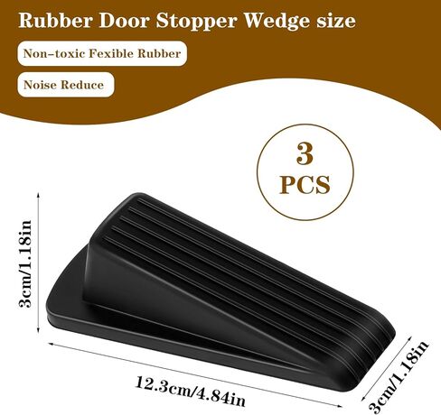 3 قطع توقف للأبواب، سدادات باب لأسفل الباب، سدادة إسفين مطاطية للباب، سدادات باب قوية قابلة للتكديس، باب سجاد عالي التحمل (أسود) in Kuwait