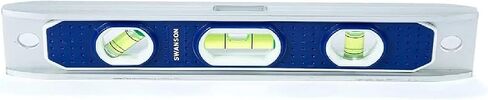 Swanson Tool Co SWTL800M 9 inch Extruded Aluminum Torpedo Level with 3 Rare Earth Magnets and 3 Bubble Vials for 0°/90°/45° Measurements in Saudi Arabia