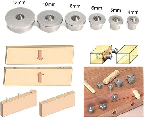 16pcs Dowel Pins Center Point Set Solid & Hollw 1/4", 5/16", 3/8" 1/2"(6/8/10/12mm) Woodworking Dowel Tenon Center Set for Woodworking Tool Woodworking Center Positioning XSFDUI in Saudi Arabia