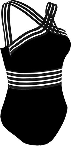 Mycoco Women's One Piece Swimsuits High Neck Crosscriss Straps Bathing Suits High Leg Monokini Swimwear in Kuwait