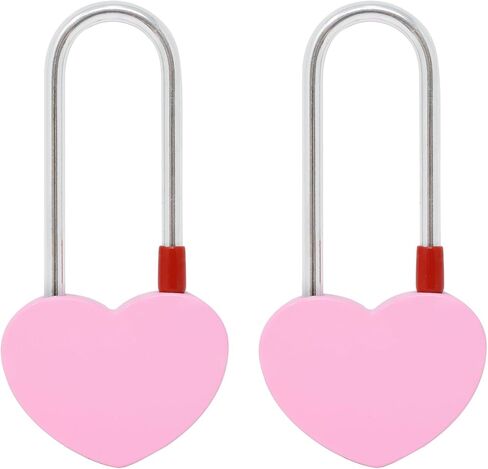 Honbay 2PCS Love Lock Without Key, Red Heart Padlock, Alloy Steel Heart Lock, Wish Lock, Romantic Padlock, Everlasting Love for Lovers in Saudi Arabia