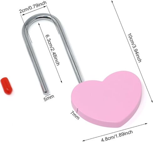 Honbay 2PCS Love Lock Without Key, Red Heart Padlock, Alloy Steel Heart Lock, Wish Lock, Romantic Padlock, Everlasting Love for Lovers in Saudi Arabia