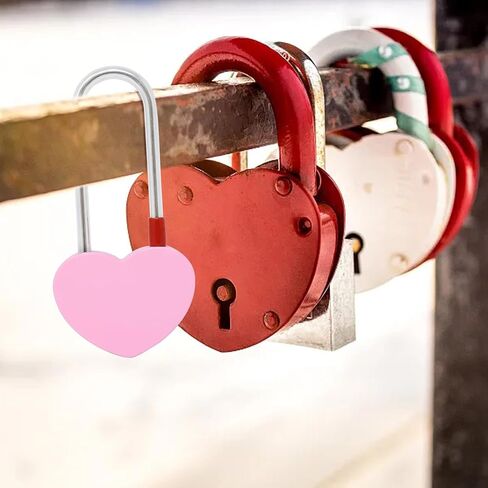 Honbay 2PCS Love Lock Without Key, Red Heart Padlock, Alloy Steel Heart Lock, Wish Lock, Romantic Padlock, Everlasting Love for Lovers in Saudi Arabia