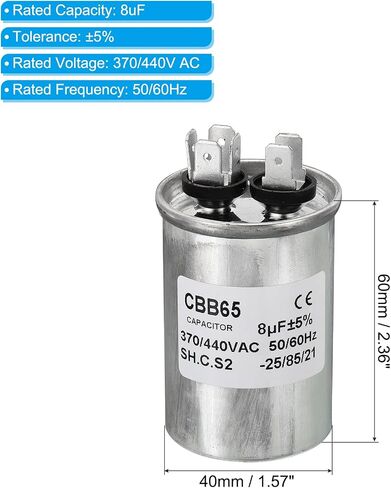 PATIKIL 15uF 15MDF 370/440VAC Fan Start Capacitor,2Pcs CBB65 Circular Run Capacitor for Air Conditioner Cool Heat Pump Condenser Straight in Saudi Arabia