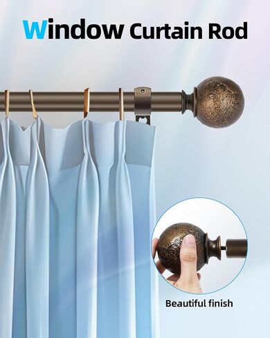 SCITOO Window Curtain Rods,3/4 Inch Polished Bronze Telescoping Curtain Rods for Windows 28-48 inch 2 pack Single curtain rod Marbled Finial in Saudi Arabia