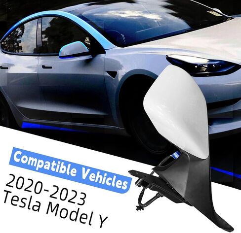Right Side Mirror With Anti-Glare Compatible with 2020 2021 2022 2023 Tesla Model Y 1594112-00-C, White in Saudi Arabia