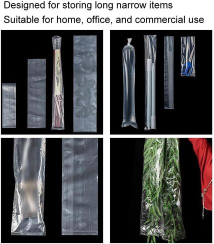 50 Pieces Long Plastic Poly Bags Long Plastic Sleeves Flat Open Bags Sleeves Long Plastic Bags Long Narrow Plastic Sleeves for Long Narrow Items Storage, 1.2 x 20 Inches in Saudi Arabia