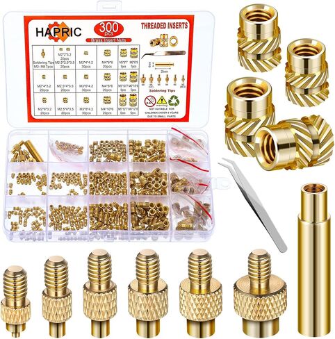 432 Pcs Threaded Inserts for Plastic Heat Set Insert M2 M2.5 M3 M4 M5 M6 Brass Metric Knurled Nuts Kit for 3D Printing Automotive Plastic Shell in Kuwait