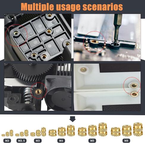 432 Pcs Threaded Inserts for Plastic Heat Set Insert M2 M2.5 M3 M4 M5 M6 Brass Metric Knurled Nuts Kit for 3D Printing Automotive Plastic Shell in Kuwait